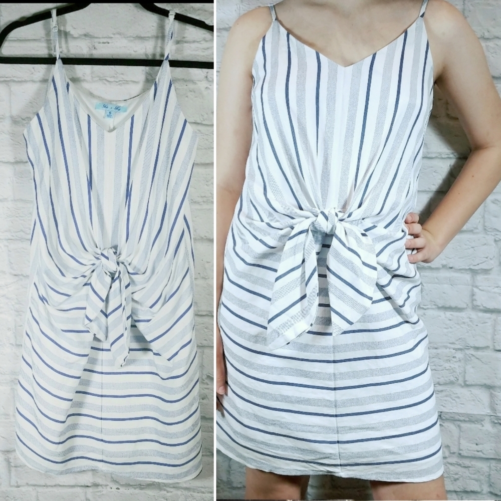 She & Sky Summer Dress . Blue & White Stripe